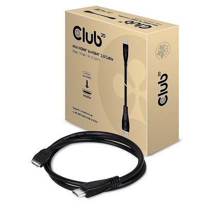 HD Schwarz günstig Kaufen-Club 3D HDMI Kabel 1m mini HDMI zu HDMI 2.0 UHD bidirektional St./St. schwarz. Club 3D HDMI Kabel 1m mini HDMI zu HDMI 2.0 UHD bidirektional St./St. schwarz <![CDATA[• HDMI-Kabel • Anschlüsse: HDMI mini C und HDMI A • Farbe: schwarz, Länge: 1,0m 