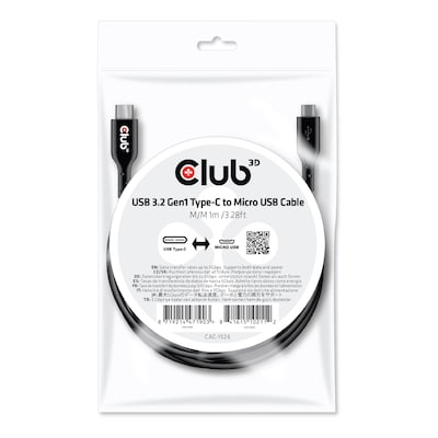 Pc 3D günstig Kaufen-Club 3D USB 3.2 Gen1 Typ-C auf Micro USB Kabel 1m St./St. schwarz. Club 3D USB 3.2 Gen1 Typ-C auf Micro USB Kabel 1m St./St. schwarz <![CDATA[• USB-Kabel • Anschlüsse: USB Typ C und USB micro • Farbe: schwarz, Länge: 1,0m • für Mac und PC]]>. 