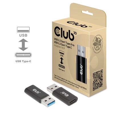 CLUB günstig Kaufen-Club 3D USB 3.2 Typ-A auf USB 3.2 Gen1 Typ-C Adapter St./B. schwarz. Club 3D USB 3.2 Typ-A auf USB 3.2 Gen1 Typ-C Adapter St./B. schwarz <![CDATA[• USB-Adapter • Anschlüsse: USB Typ A und USB Typ C • Farbe: schwarz • für Mac und PC • Farbe: Sc