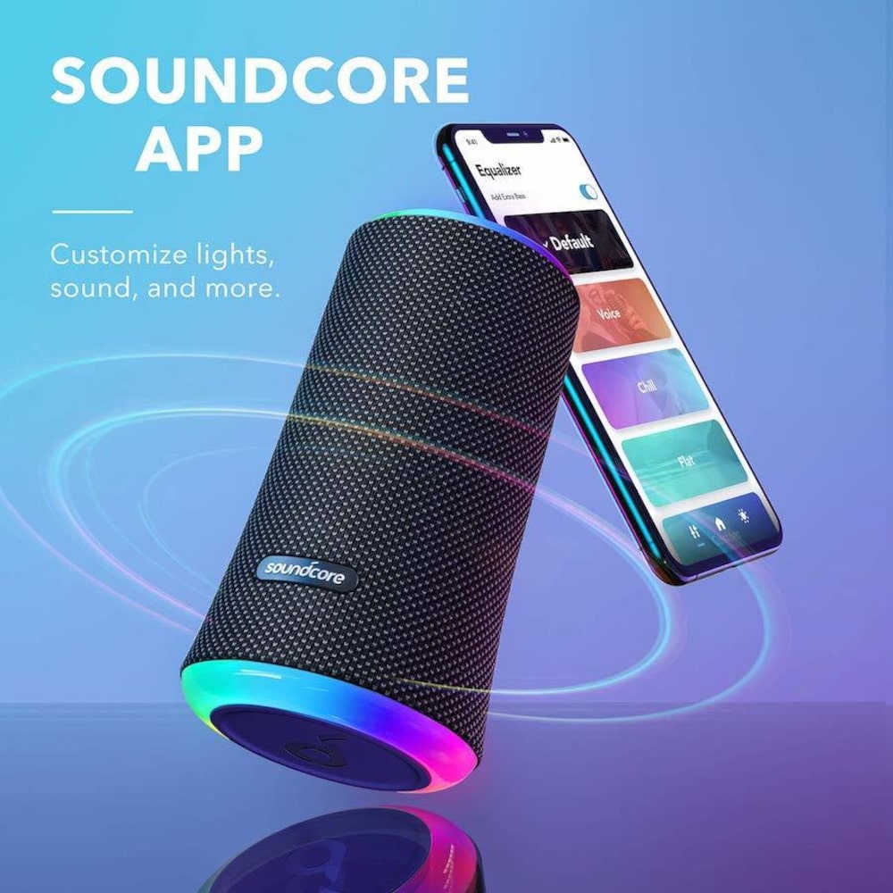 Anker SoundCore Flare II Bluetooth Lautsprecher schwarz LED IPX7