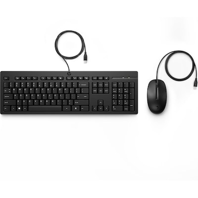 PC Maus  günstig Kaufen-HP 225 Kabelgebundene Maus-Tastaturkombination. HP 225 Kabelgebundene Maus-Tastaturkombination <![CDATA[• Kabelgebunden (USB) • Tastatur-Layout: deutsch, Tastatur-Nummernblock separat • 3 Maustasten, Scrollrad • Schwarz, PC/ Notebook, USB-Anschlus