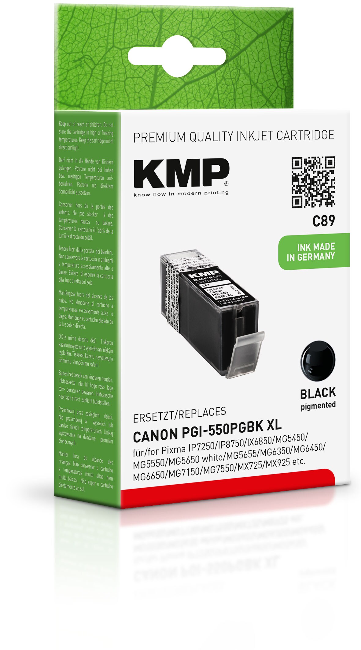 KMP Tintenpatrone Schwarz ersetzt Canon PGI-550PGBK XL (6431B001)