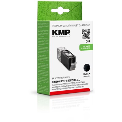 Set kompatible günstig Kaufen-KMP Tintenpatrone Schwarz ersetzt Canon PGI-550PGBK XL (6431B001). KMP Tintenpatrone Schwarz ersetzt Canon PGI-550PGBK XL (6431B001) <![CDATA[• KMP C89 Druckerpatrone kompatible zu Canon PGI550PGBKXL • Farbe: Schwarz • Inhalt: ca. 28,0ml für ca. 50
