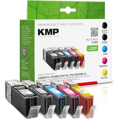 KMP Multipack günstig Kaufen-KMP Tintenpatronen Multipack ersetzt Canon CLI-551BK/C/M/Y XL + PGI-550PGBK XL. KMP Tintenpatronen Multipack ersetzt Canon CLI-551BK/C/M/Y XL + PGI-550PGBK XL <![CDATA[• KMP C100V Tinten kompatible zu Canon CLI551BK/C/M/YXL - PGI550PGBKXL • Farbe: Fot