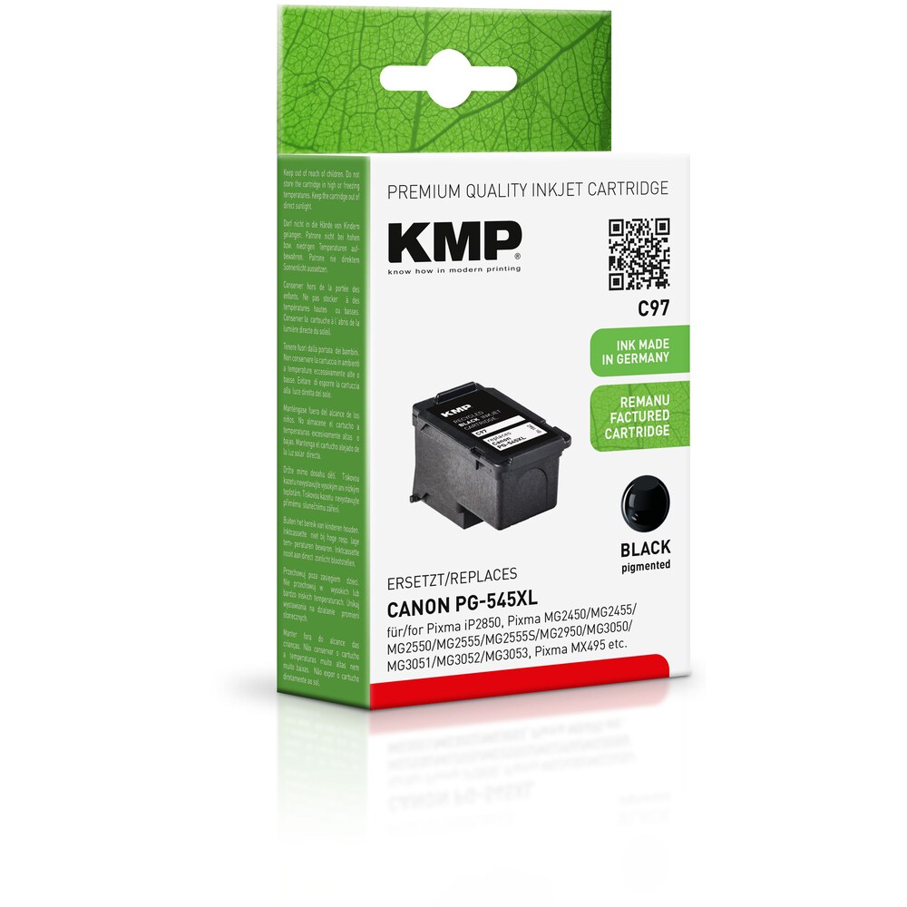 KMP Tintenpatrone Schwarz ersetzt Canon PG-545XL (8286B001)