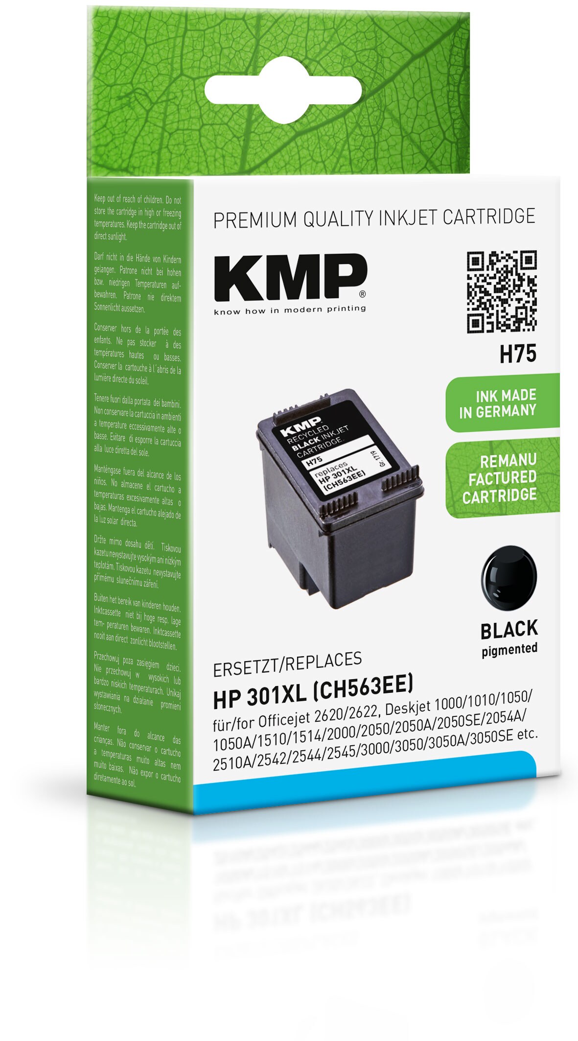 KMP Tintenpatrone Schwarz ersetzt HP 301XL (CH563EE)