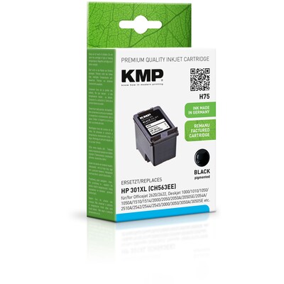 Tinten Patrone günstig Kaufen-KMP Tintenpatrone Schwarz ersetzt HP 301XL (CH563EE). KMP Tintenpatrone Schwarz ersetzt HP 301XL (CH563EE) <![CDATA[• KMP H75 Druckerpatrone kompatibel zu HP 301XL (CH563EE) • Farbe: Schwarz • Inhalt: 8ml • Kompatibel zu: HP Officejet 4630 / 2620 