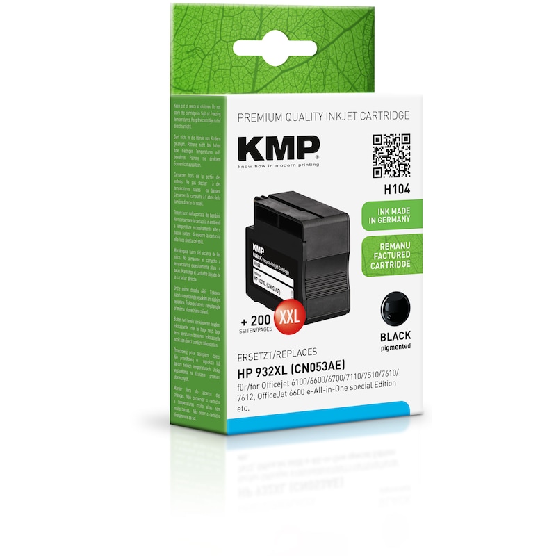 ersetzt HP günstig Kaufen-KMP Tintenpatrone Schwarz ersetzt HP 932XL (CN053AE). KMP Tintenpatrone Schwarz ersetzt HP 932XL (CN053AE) <![CDATA[• KMP H104 Druckerpatrone kompatibel zu HP932XL (CN053AE) • Farbe: Schwarz • Inhalt: ca. 35ml • Kompatibel zu: Officejet 6700 / 6600 / 6100