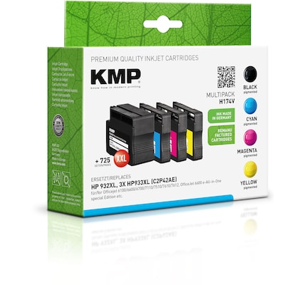 KMP Multipack günstig Kaufen-KMP Tintenpatronen Multipack ersetzt HP 932XL + 933XL (C2P42AE). KMP Tintenpatronen Multipack ersetzt HP 932XL + 933XL (C2P42AE) <![CDATA[• KMP H174V Druckerpatronen kompatibel zu HP932XL HP933XL (C2P42AE) • Farbe: Schwarz, Cyan, Gelb, Magenta • Inh