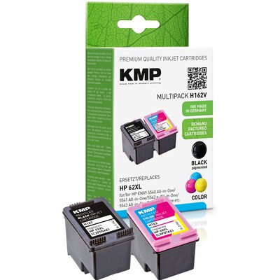 zu 5  günstig Kaufen-KMP Tintenpatronen Multipack Schwarz + Farbig ersetzt HP 62XL (C2P05AE, C2P07AE). KMP Tintenpatronen Multipack Schwarz + Farbig ersetzt HP 62XL (C2P05AE, C2P07AE) <![CDATA[• KMP H162V Druckerpatronen kompatibel zu HP62XL (C2P05AE, C2P07AE) • Farbe: Sc