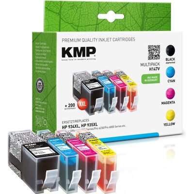 Druckerpatronen Multipack günstig Kaufen-KMP Tintenpatronen Multipack ersetzt HP 934XL + 935XL (X4E14AE). KMP Tintenpatronen Multipack ersetzt HP 934XL + 935XL (X4E14AE) <![CDATA[• KMP H147V Druckerpatronen Multipack kompatible zu HP934/935XL X4E14AE • Multipack: Schwarz, Cyan, Magenta, Gelb