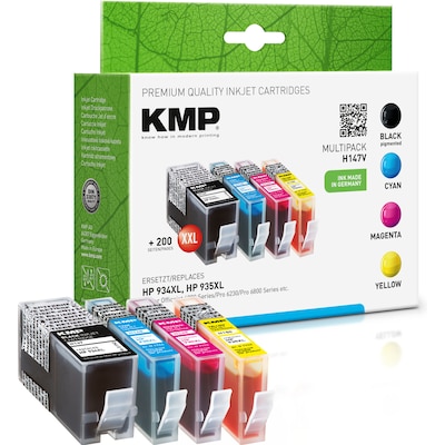 Tinte Gel günstig Kaufen-KMP Tintenpatronen Multipack ersetzt HP 934XL + 935XL (X4E14AE). KMP Tintenpatronen Multipack ersetzt HP 934XL + 935XL (X4E14AE) <![CDATA[• KMP H147V Druckerpatronen Multipack kompatible zu HP934/935XL X4E14AE • Multipack: Schwarz, Cyan, Magenta, Gelb