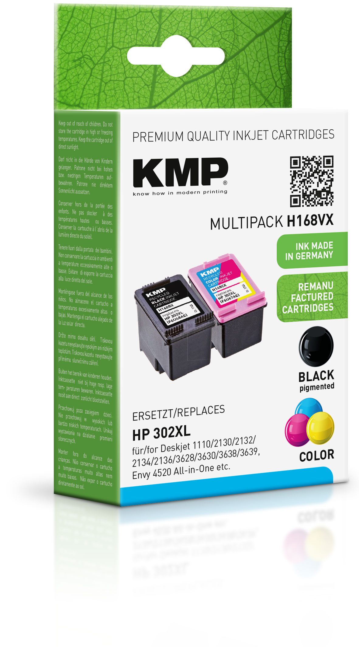 KMP Tintenpatronen Multipack Schwarz + Farbig ersetzt HP 302XL (F6U68AE F6U67AE)