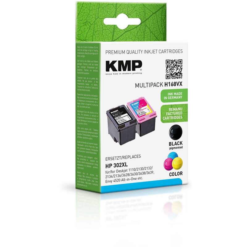 ersetzt HP günstig Kaufen-KMP Tintenpatronen Multipack Schwarz + Farbig ersetzt HP 302XL (F6U68AE F6U67AE). KMP Tintenpatronen Multipack Schwarz + Farbig ersetzt HP 302XL (F6U68AE F6U67AE) <![CDATA[• KMP H168VX Druckerpatronen kompatibel zu HP 302XL (F6U68AE, F6U67AE) • Farbe: Sch