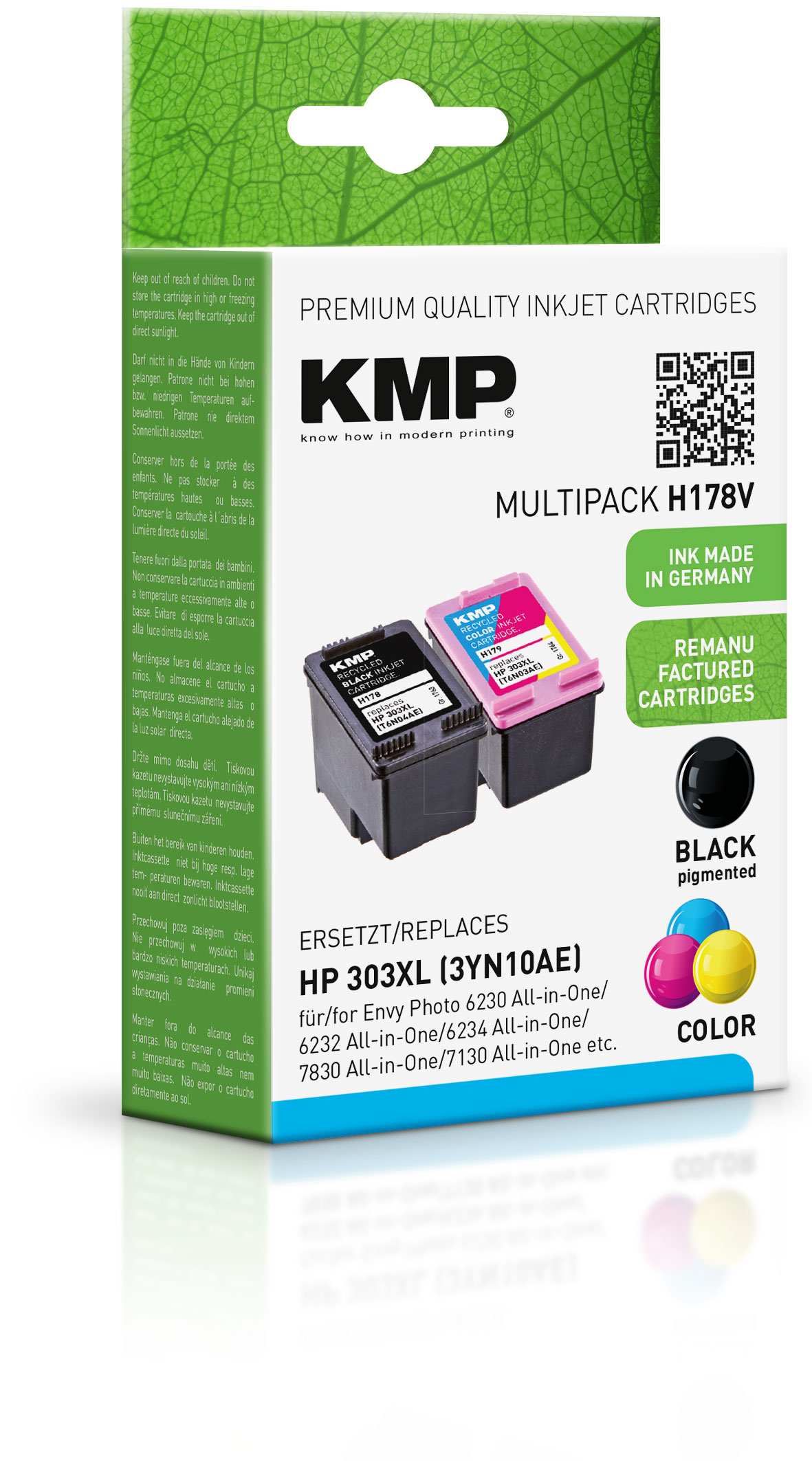 KMP Tintenpatronen Multipack Schwarz + Farbig ersetzt HP 303XL (3YN10AE)