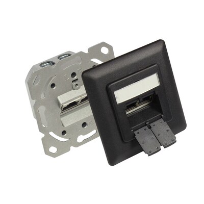 Good Connections  Netzwerkdose CAT6A, 2x RJ45 Unterputz geschirmt tiefschwarz | 04014619769704