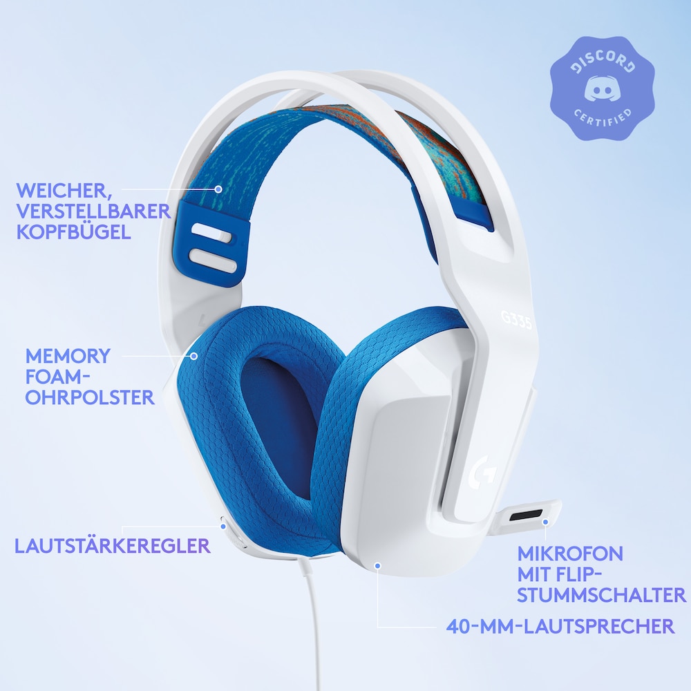 Logitech G335 Kabelgebundenes Gaming Headset Weiß