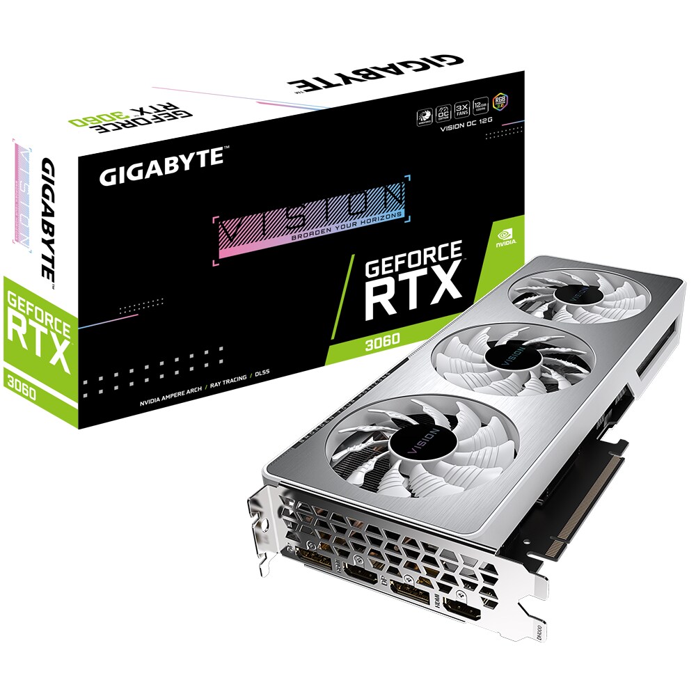 GIGABYTE GeForce RTX 3060 Vision OC 12GB GDDR6 Grafikkarte 2xHDMI, 2xDP