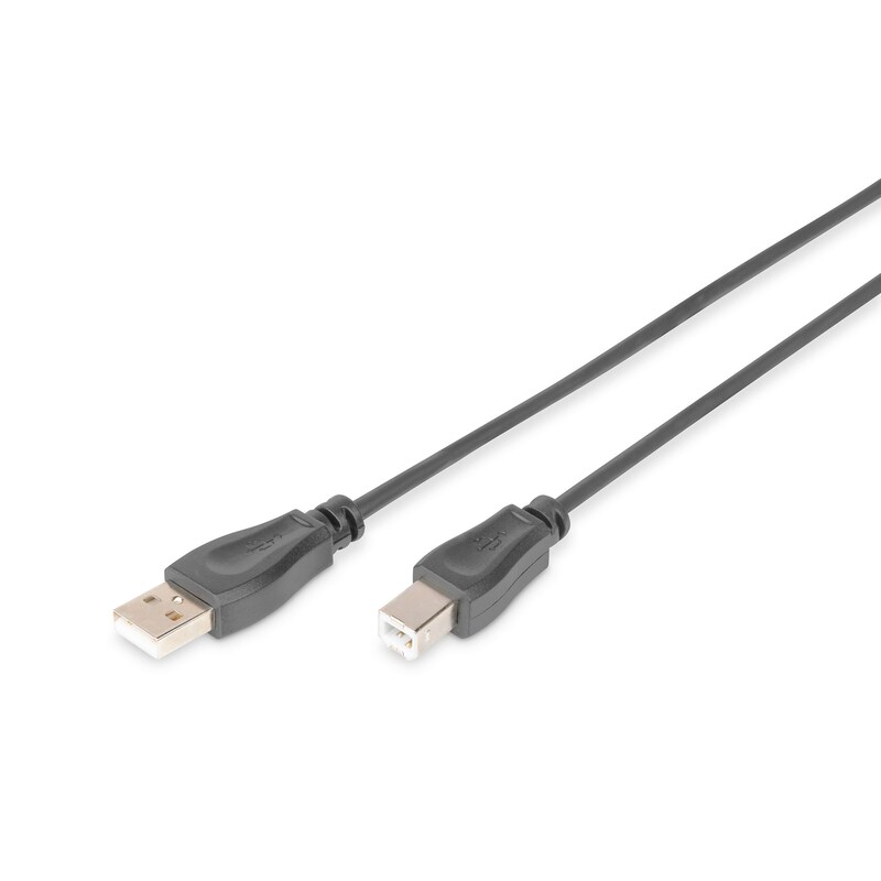 DIGITUS USB 2.0 Anschlusskabel, Typ A - B St/St, 3.0m, schwarz