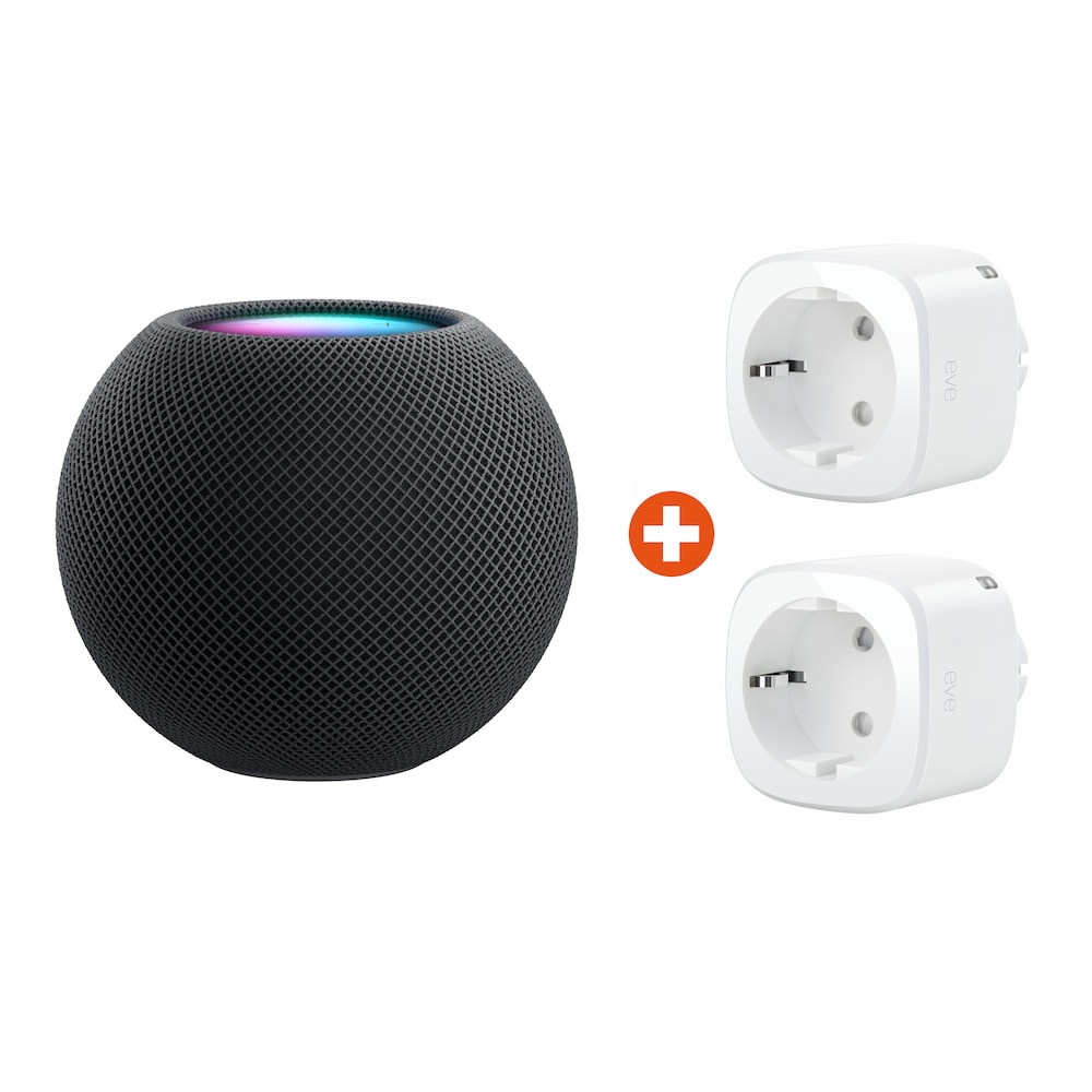 Apple HomePod mini spacegrau + Eve Energy 2er Pack - Smarte Steckdose mit Thread