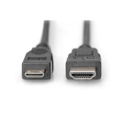 4K Kabel  günstig Kaufen-DIGITUS HDMI Anschlusskabel, HDMI - Mini HDMI St/St, 2,0m, schwarz. DIGITUS HDMI Anschlusskabel, HDMI - Mini HDMI St/St, 2,0m, schwarz <![CDATA[• Unterstützt Auflösungen bis Ultra HD 4K • Kabellänge 2.0m, schwarz • HDMI Typ-C auf HDMI Typ-A • V