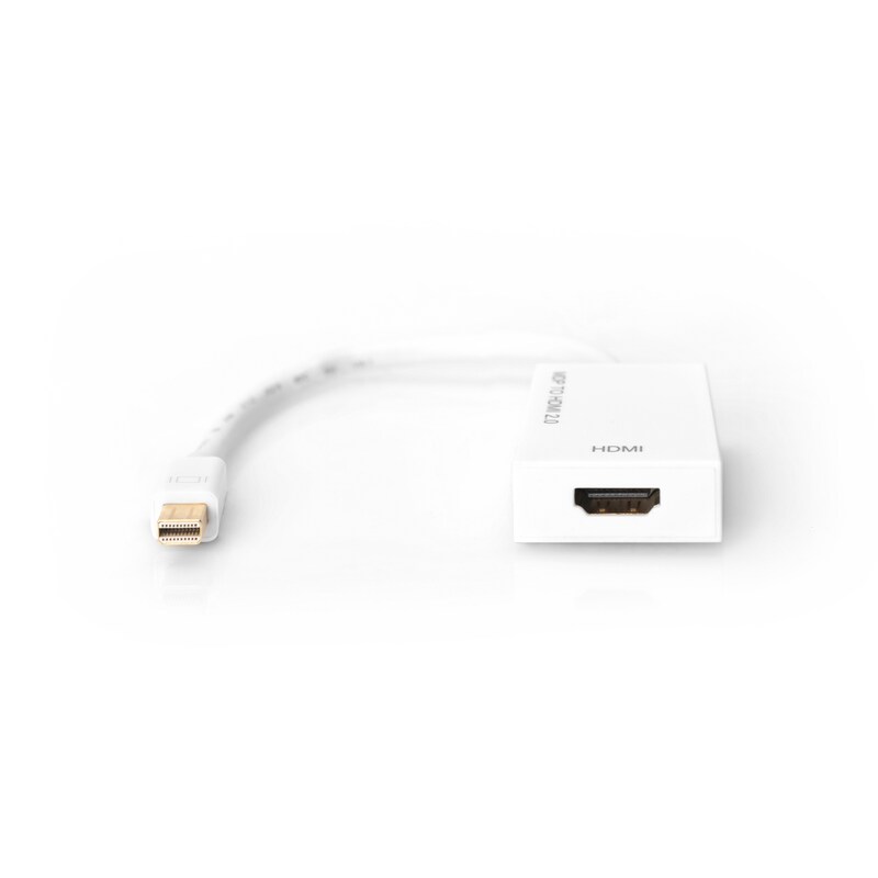 DIGITUS DisplayPort Adapter/Konverter,mini DP-HDMI Typ A St/Bu, 0,2m, gold/weiß