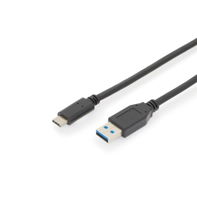 DIGITUS USB Type-C Daten-/Ladekabel, USB-C zu USB-A, 1,0m, schwarz