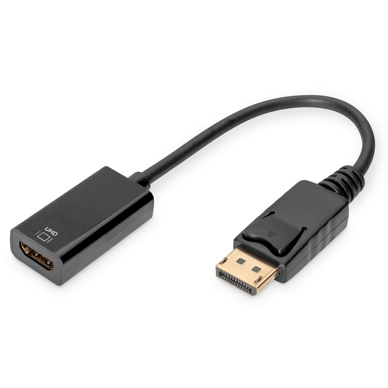 HD IG günstig Kaufen-DIGITUS DisplayPort Adapter/Konverter, DisplayPort - HDMI Typ A St/Bu, 0,2m. DIGITUS DisplayPort Adapter/Konverter, DisplayPort - HDMI Typ A St/Bu, 0,2m <![CDATA[• Adapter-Adapter • Anschlüsse: Displayport und HDMI A • Farbe: schwarz, Länge: 0,20m • Unter