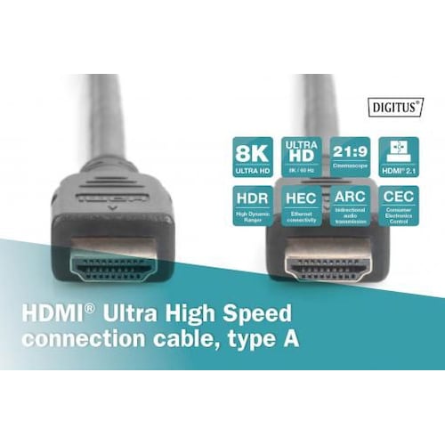 DIGITUS DB-330124-010-S HDMI Ultra High Speed Anschlusskabel Typ A St./St. 1,0m
