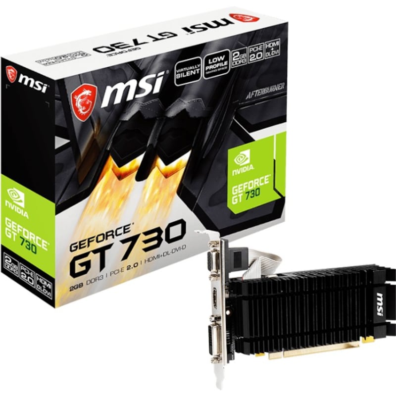 MSI GeForce GT 730 2GD3H/LPV1 Grafikkarte 2GB DDR3 DVI/VGA/HDMI passiv, LP