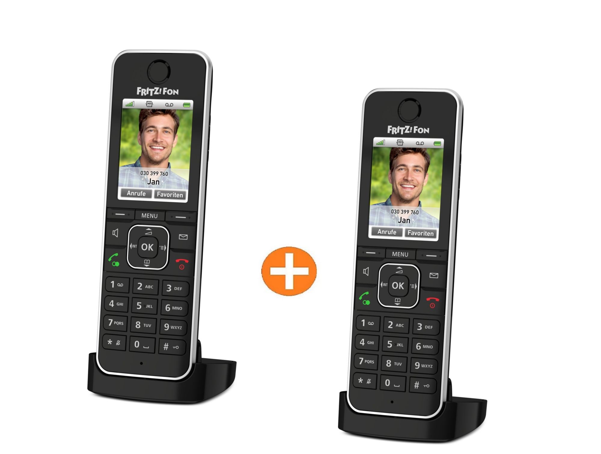 2x AVM FRITZ!Fon C6 Black schnurloses DECT Komforttelefon für FRITZ!Box