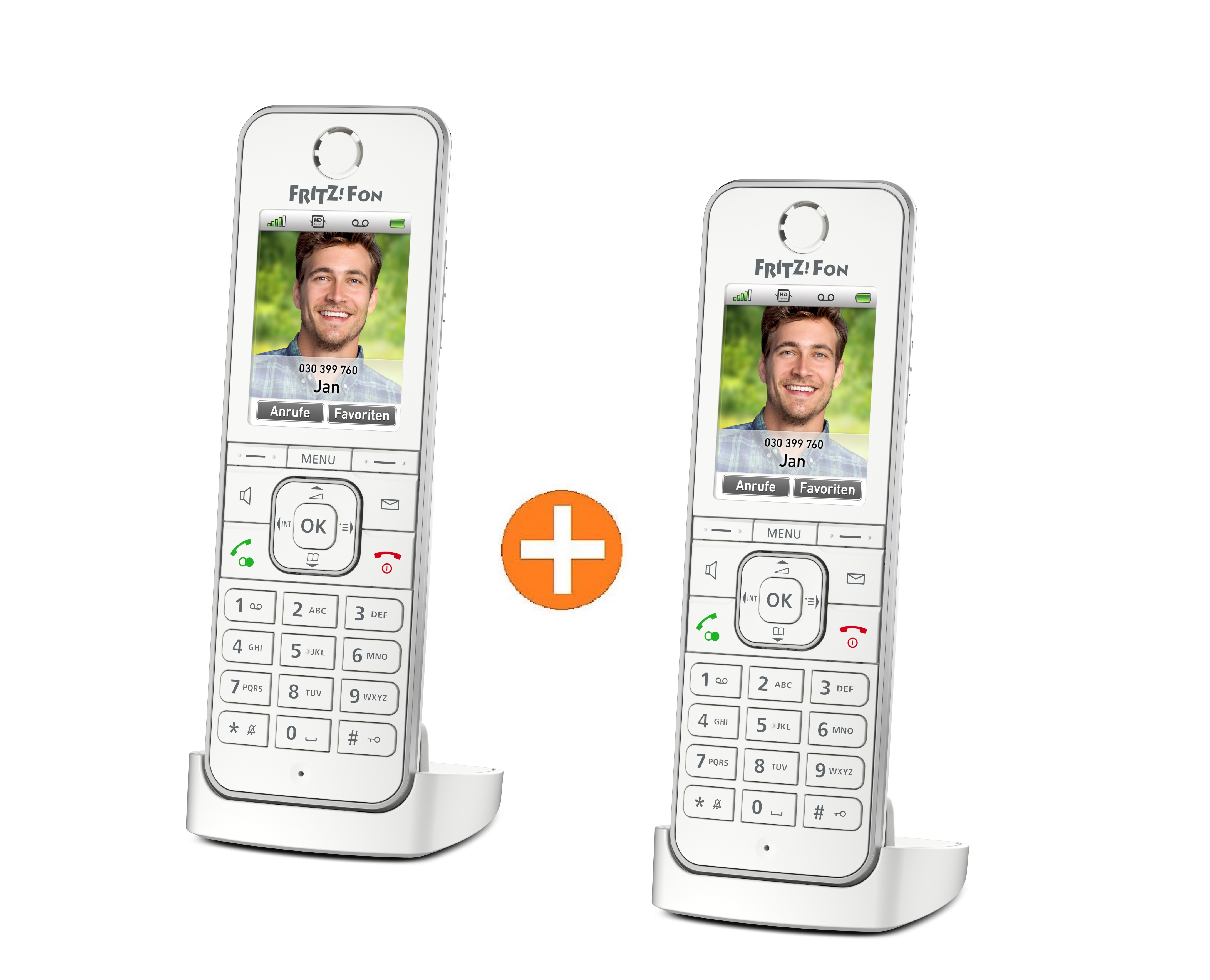 2x AVM FRITZ!Fon C6 White schnurloses DECT Komforttelefon für FRITZ!Box