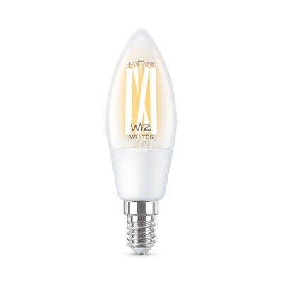 LED Lampe günstig Kaufen-WiZ 40W E14 Kerzenform Filament Clear (TW) Einzelpack. WiZ 40W E14 Kerzenform Filament Clear (TW) Einzelpack <![CDATA[• Austauschtype: LED-Lampe / Sockel: E14 • Leistung: 4,9 Watt als Ersatz für 40 Watt • Energieeffizienzklasse: F • Gewichteter E