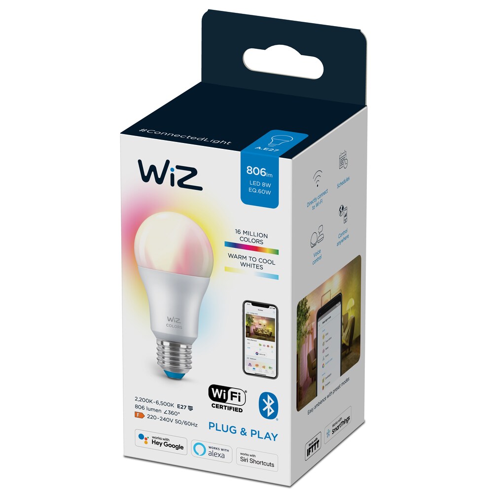 WiZ smarte Lampe mit bis zu 16 Millionen Farbe A60 E27 Wi-Fi