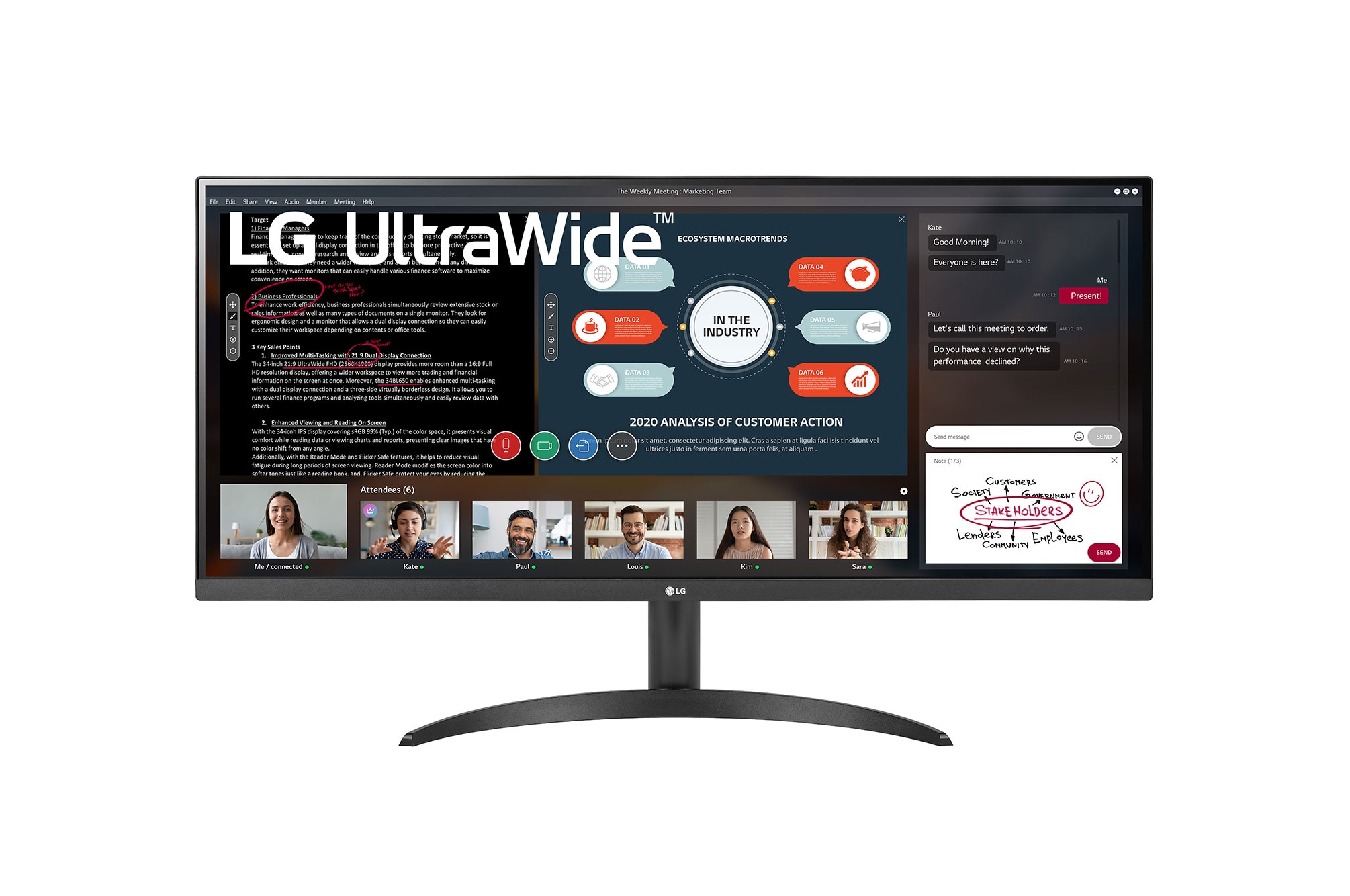 LG 34WP500-B 86,7cm (34&quot;) UWHD 21:9 Profi-Monitor 75Hz HDMI FreeSync HDR