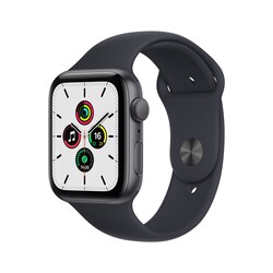 Apple Watch SE GPS 44mm Aluminiumgeh&auml;use Space Grau Sportarmband Mitternacht