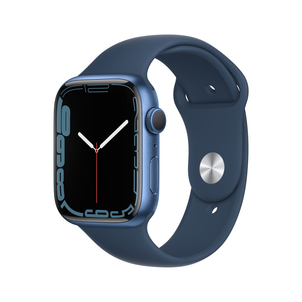 Apple Watch Series 7 GPS 45mm Aluminium Blau Sportarmband Abyssblau