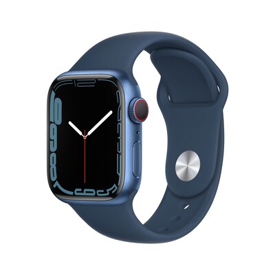 Breitband WLAN günstig Kaufen-Apple Watch Series 7 LTE 41mm Aluminium Blau Sportarmband Abyssblau. Apple Watch Series 7 LTE 41mm Aluminium Blau Sportarmband Abyssblau <![CDATA[• LTE + GPS • Mach ein EKG. Immer und überall • 5 GHz WLAN und U1 Ultrabreitband-Chip • Bezahle dire