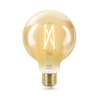 LED Lampe günstig Kaufen-WiZ 50W E27 Globeform Filament Amber (TW) Einzelpack. WiZ 50W E27 Globeform Filament Amber (TW) Einzelpack <![CDATA[• Austauschtype: LED-Lampe / Sockel: E27 • Leistung: 6,7 Watt als Ersatz für 40 Watt • Energieeffizienzklasse: F • Gewichteter Ene