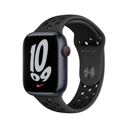 Apple Watch Series 7 Nike LTE 45mm Aluminium Mitternacht Sportarmband Schwarz