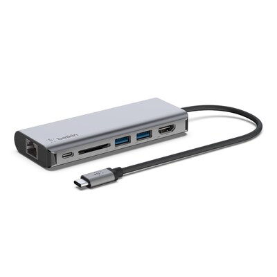 Top 2X günstig Kaufen-Belkin USB-C 6-in-1 Multiport Adapter. Belkin USB-C 6-in-1 Multiport Adapter <![CDATA[• Mehrere Geräte an einen USB-C-Laptop anschließen • Anschlüsse: HDMI, 2x USB-A 3.0 BC1.2, • Anschlüsse: Gigabit-Ethernet, SD-Kartenleser und USB-C PD • Erm