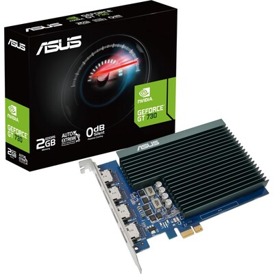 Grafikkarte günstig Kaufen-ASUS GeForce GT 730 4H-SL-2GD5 2GB GDDR5 Grafikkarte passiv 4x HDMI. ASUS GeForce GT 730 4H-SL-2GD5 2GB GDDR5 Grafikkarte passiv 4x HDMI <![CDATA[• GeForce GT 730, PCI-Express 2.0 • 2.048 MB GDDR5-RAM (64bit-Speicherinterface) • Core/Memorytakt: 927