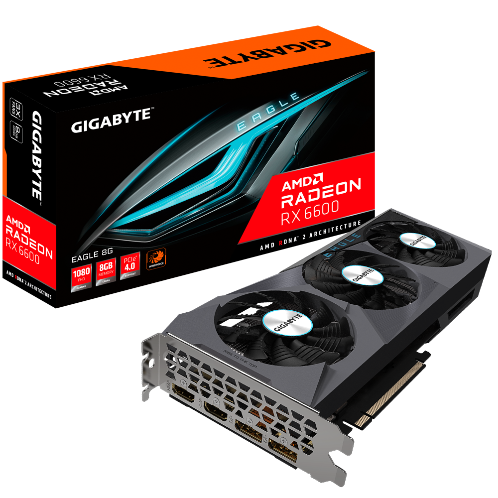 GIGABYTE AMD Radeon RX 6600 Eagle 8G 8GB GDDR6 Grafikkarte 2xHDMI/2xDP