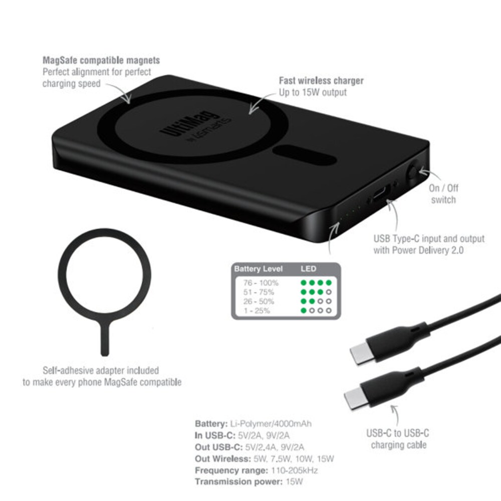 4smarts Powerbank VoltHub UltiMag für MagSafe Wireless 4000mAh schwarz