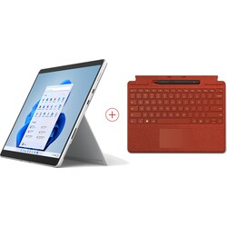 Surface Pro 8 8PQ-00003 Platin i5 8GB/256GB SSD 13&quot; 2in1 W11 + KB rot Pen