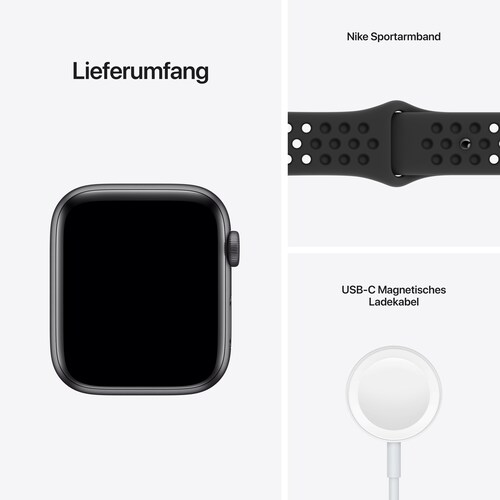 Apple Watch SE Nike GPS 44mm Aluminium Space Grau Sportarmband Anthrazit Schwarz