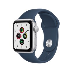 Apple Watch SE GPS 40mm Aluminiumgeh&auml;use Silber Sportarmband Abyssblau