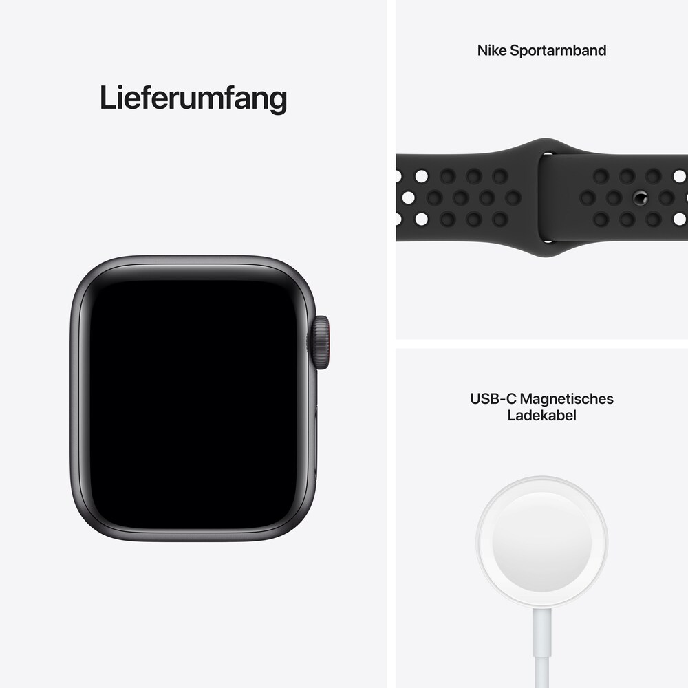 Apple Watch SE Nike LTE 40mm Aluminium Space Grau Sportarmband Anthrazit Schwarz
