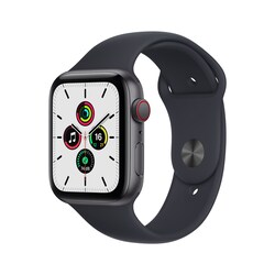 Apple Watch SE LTE 44mm Aluminiumgeh&auml;use Space Grau Sportarmband Mitternacht