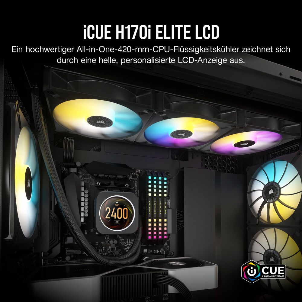 Corsair ICUE H170i Elite LCD RGB Wasserkühlung Intel und AMD CPU